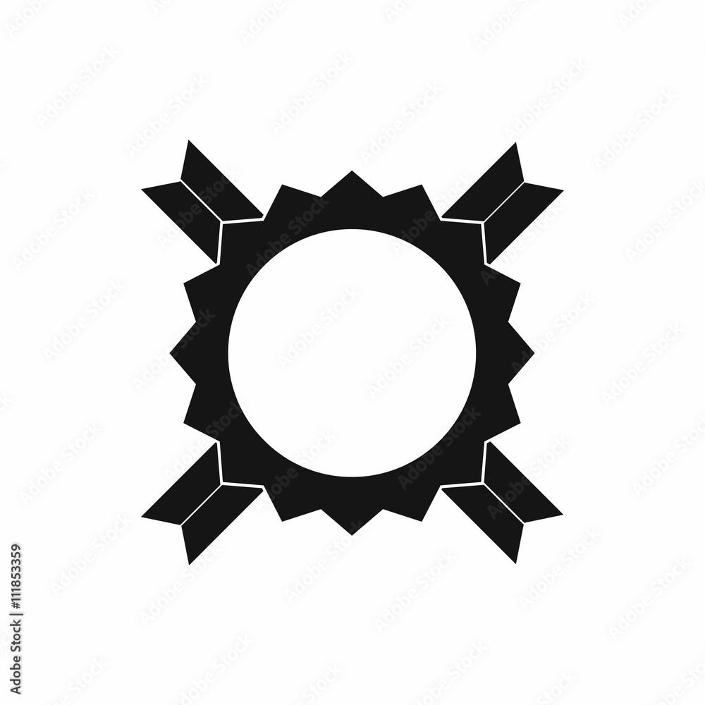 Blank award rosette with ribbon icon, simple style