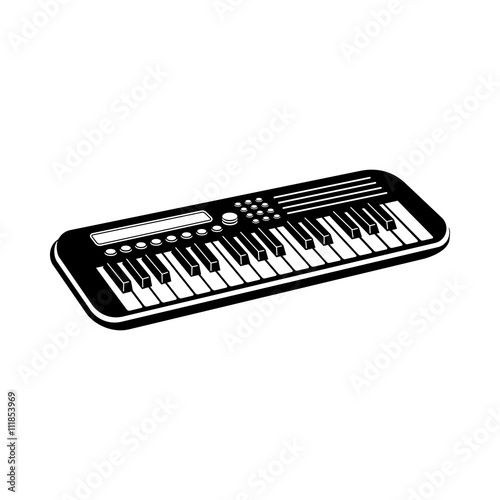 Music synthesizer icon, black simple style