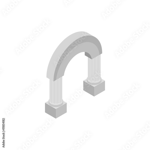 Round classic arch icon, isometric 3d style