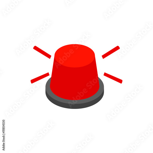 Red flashing light icon, isometric 3d style