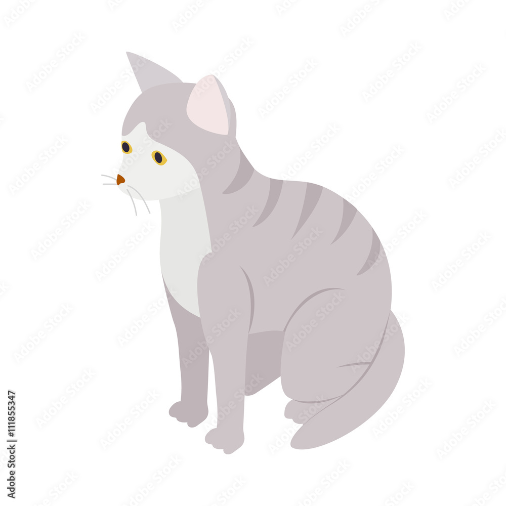 Gray tabby cat icon, isometric 3d style Gray tabby cat icon, isometric 3d style