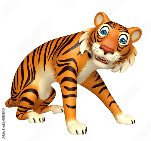 Fototapeta Naklejka Na Ścianę i Meble -  funsitting Tiger cartoon character