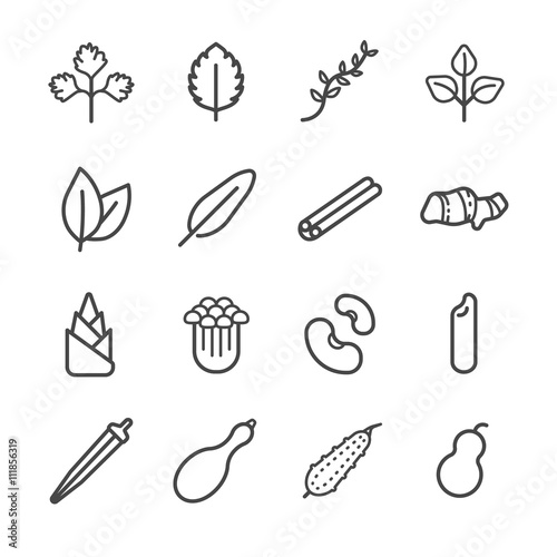 Food ingredient icons for application set 1
