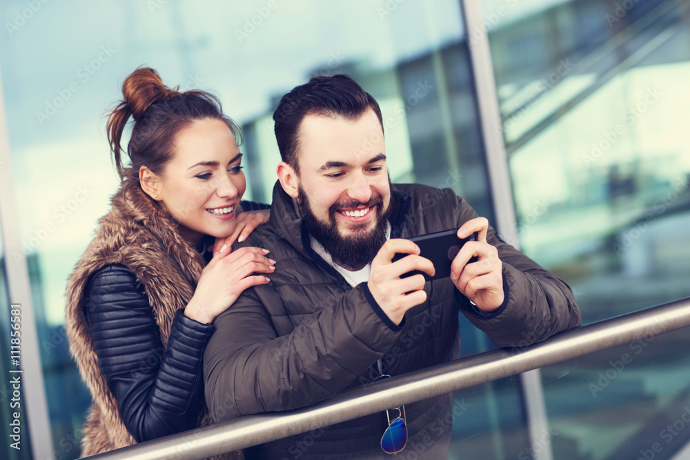Young couple taking selfie Young couple taking selfie