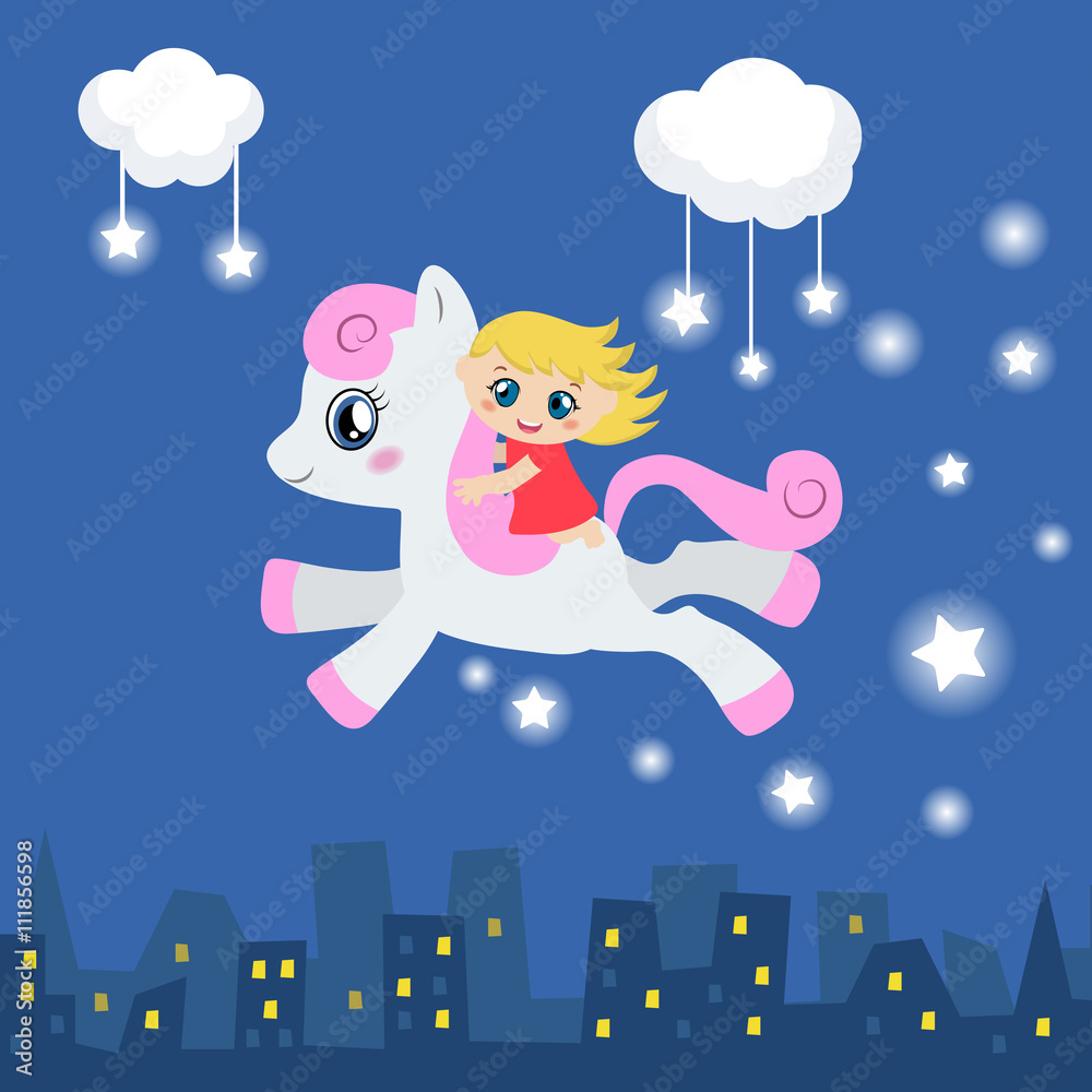 Cute little girl riding on a pony. Cute little girl riding on a pony.