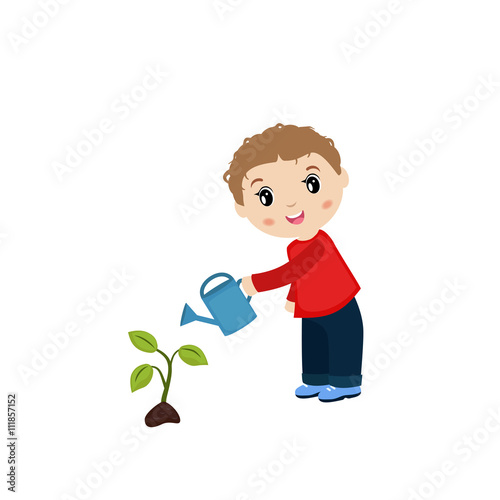 Man watering plant.