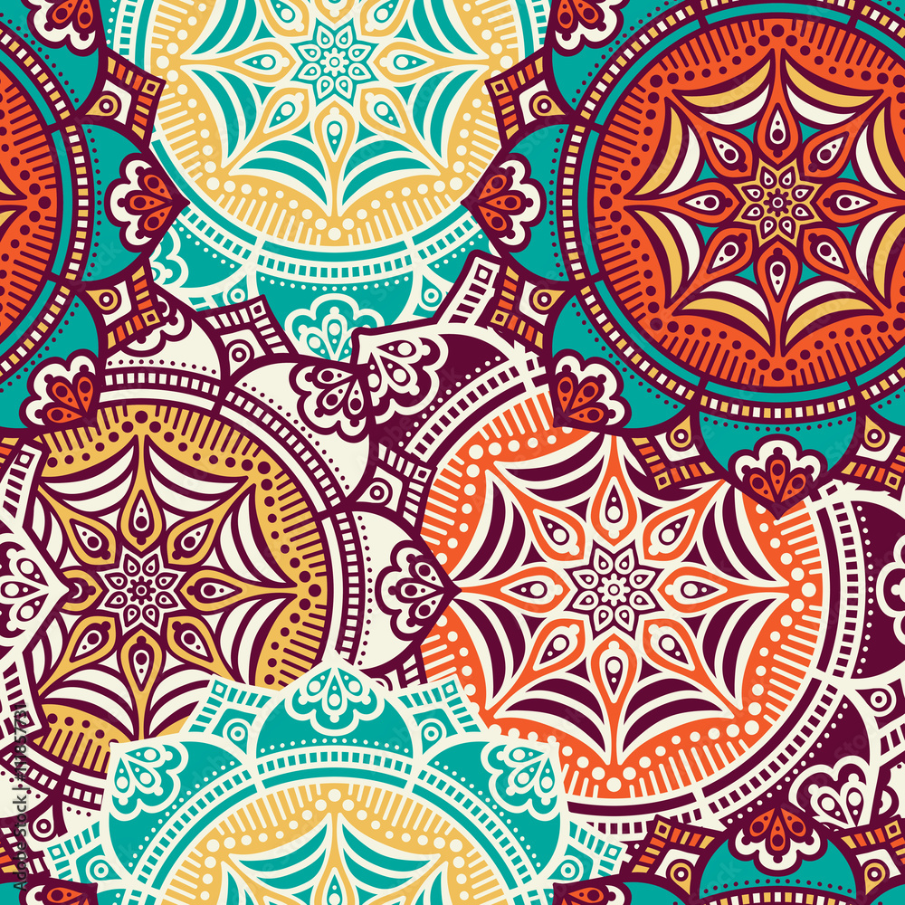 Ethnic floral seamless pattern