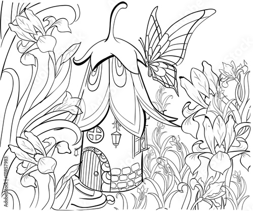Hand drawn ink pattern. Coloring book for adult