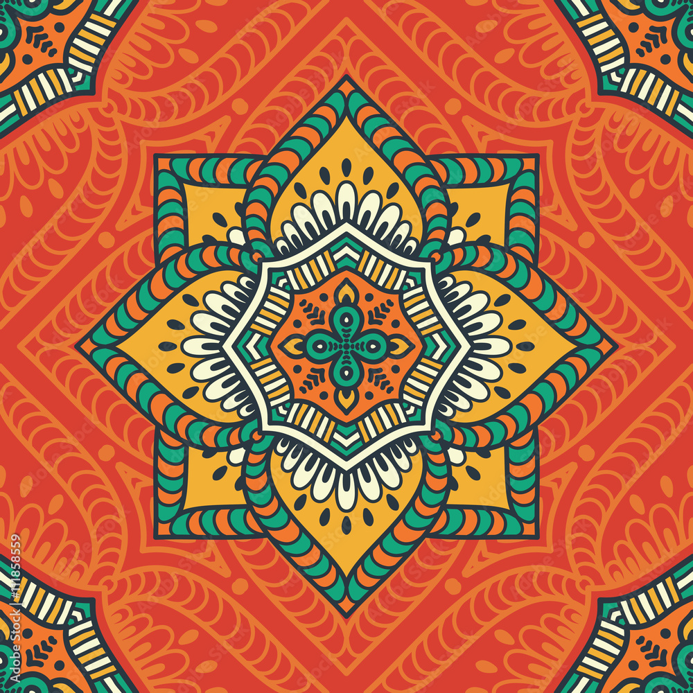 Ethnic floral seamless pattern