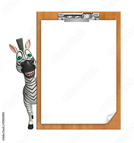 cute Zebra cartoon characte with exam pad © visible3dscience