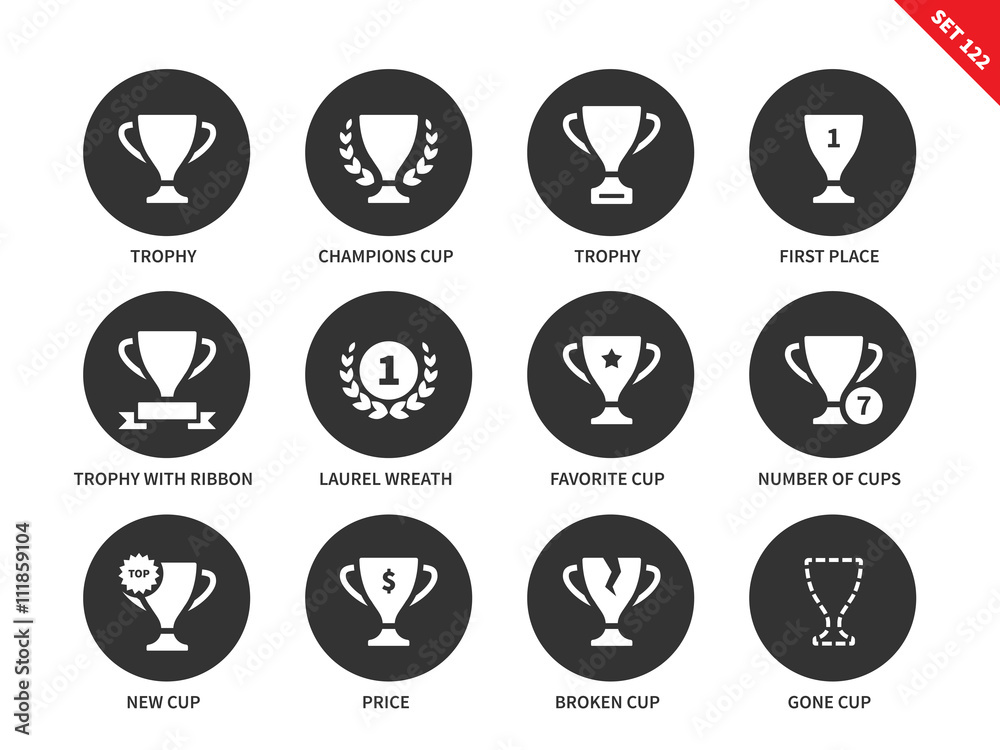 Trophy icons on white background Trophy icons on white background