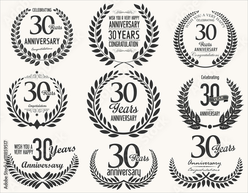 Anniversary Laurel wreath retro vintage collection 