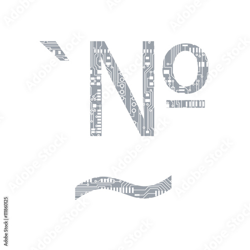Circuit board symbol tilde number acute Vector Illustration