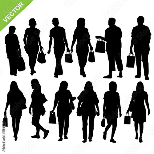 woman shopping silhouette vector photo