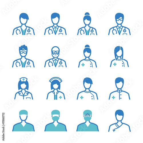 Medical staff icons set