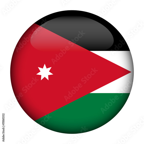 Round glossy Button with flag of Jordan