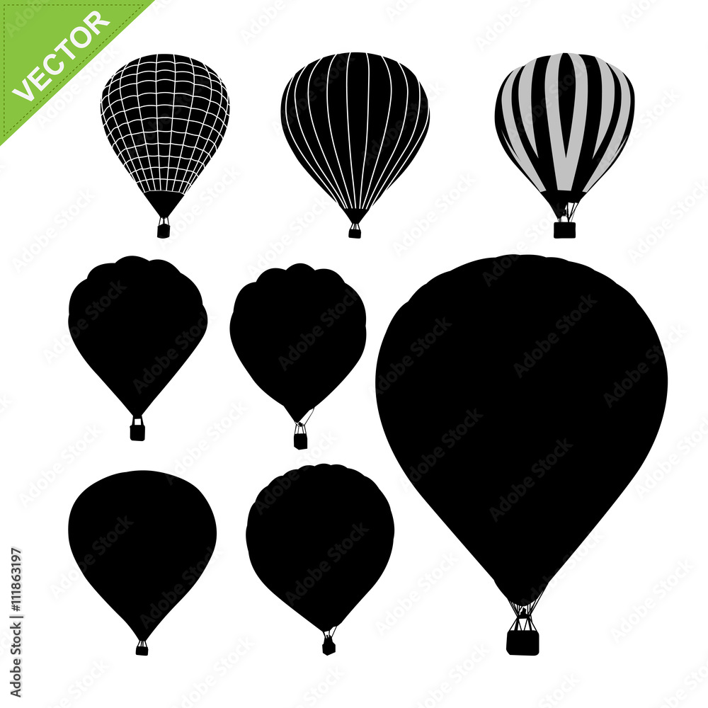 Naklejka premium Hot air balloon silhouettes vector