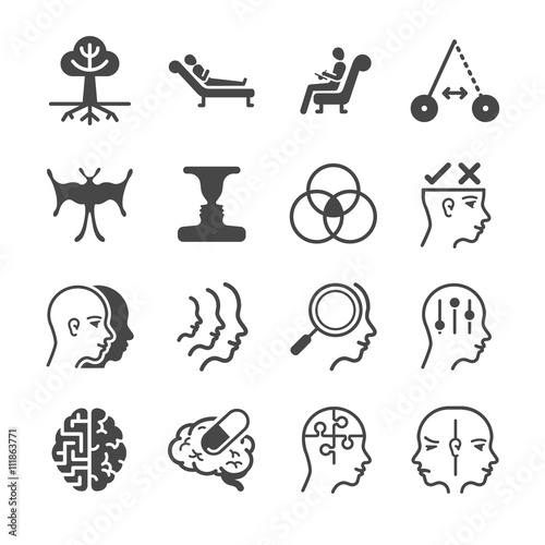 Schizophrenia and Psychology icons set