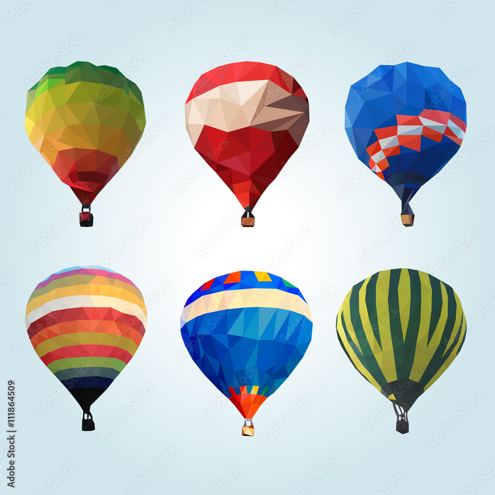 Hot air balloon polygon vector