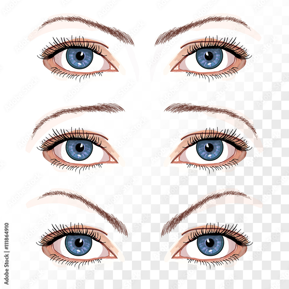 Vector female eyes isolated on white hand drawn illustration
