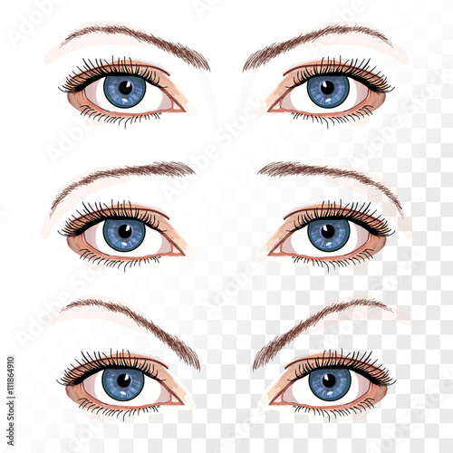 Vector female eyes isolated on white hand drawn illustration