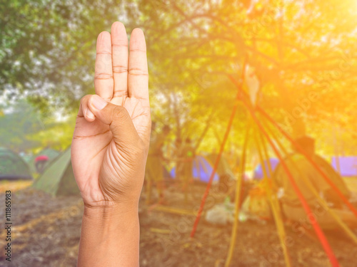 blurred scouts camping background. photo