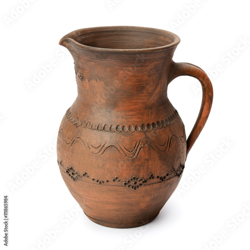 Clay jug isolated on white