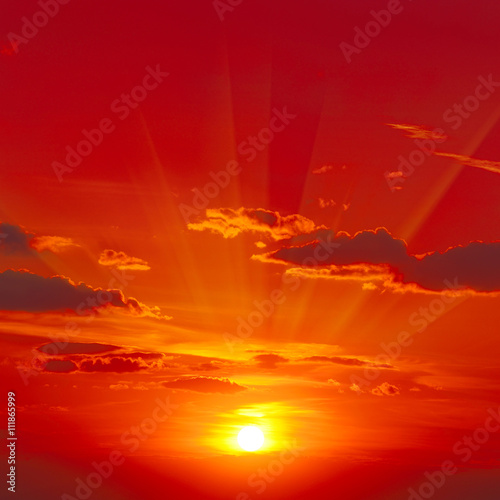 Bright red sunrise