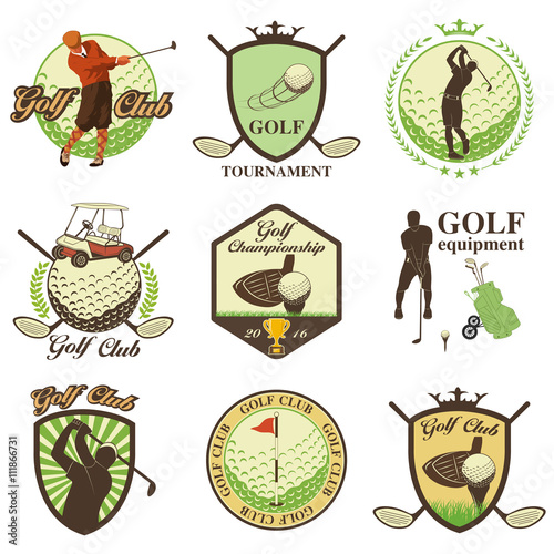 golf labels, badges and emblems