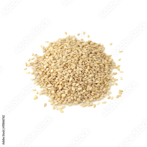 Sesame Seeds on White Background
