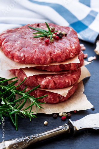 Fresh raw burger cutlets