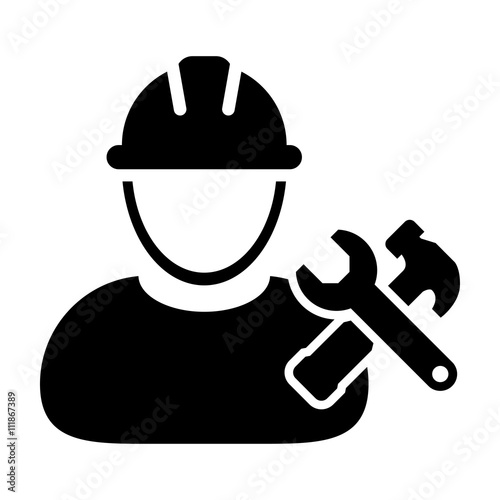 Worker Icon - Mechanic, Craftsmen, Engineer, Workman, Construction, Builder User Icon in Vector Illustration.