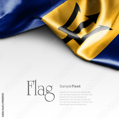 Flag of Barbados on white background. Sample text.