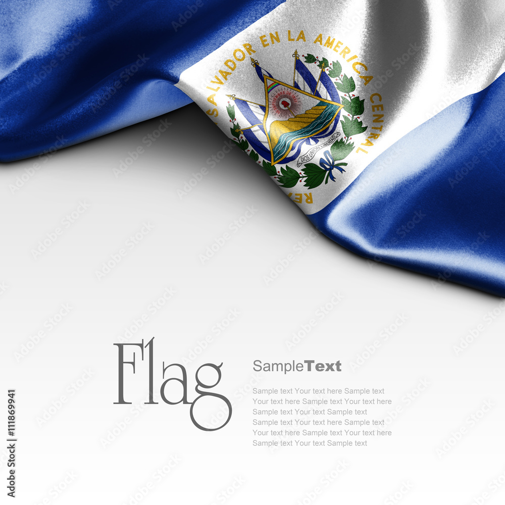 Fototapeta premium Flag of El Salvador on white background. Sample text.
