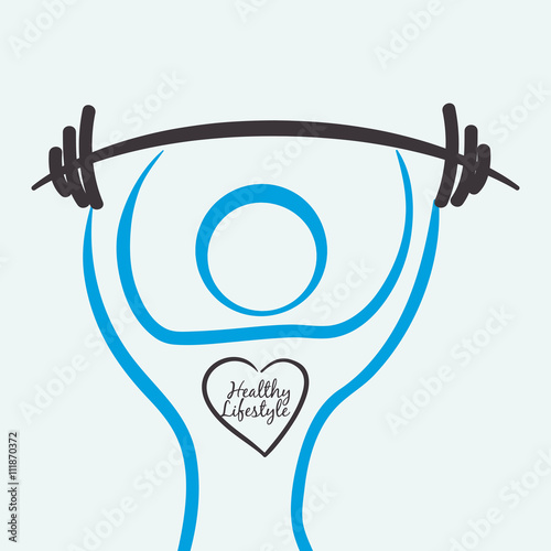 Healthy lifestyle design. Bodybuilding illustration. white backg
