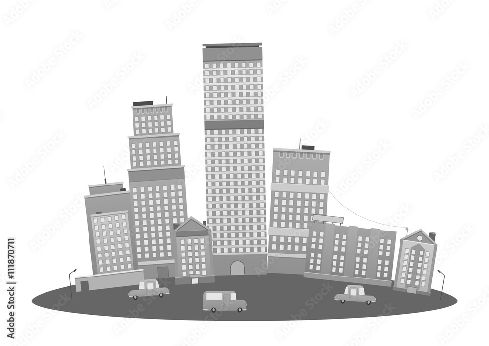 Naklejka premium Modern Metropolis City Skyscrapers Skyline