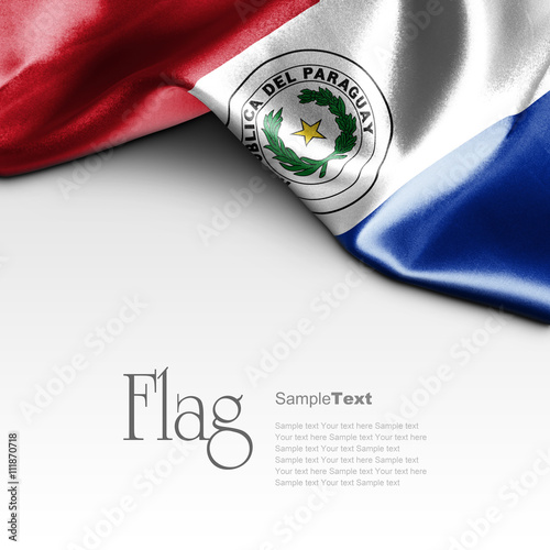 Flag of Paraguay on white background. Sample text.