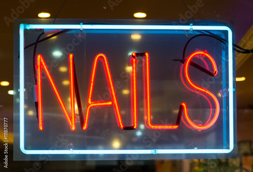 Nail salon neon sign background