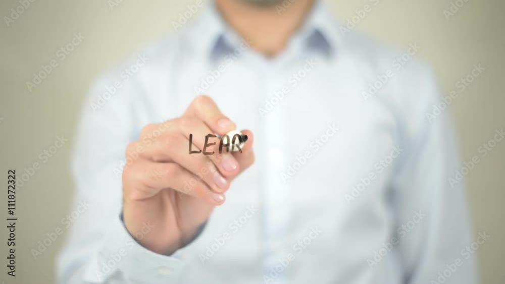 Learn And Lead , writing on transparent wall Learn And Lead , writing on transparent wall