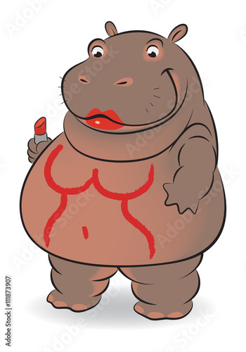 Cartoon hippopotamus fat, vector