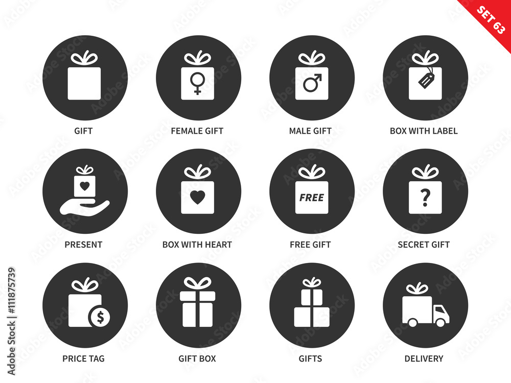 Presents icons on white background