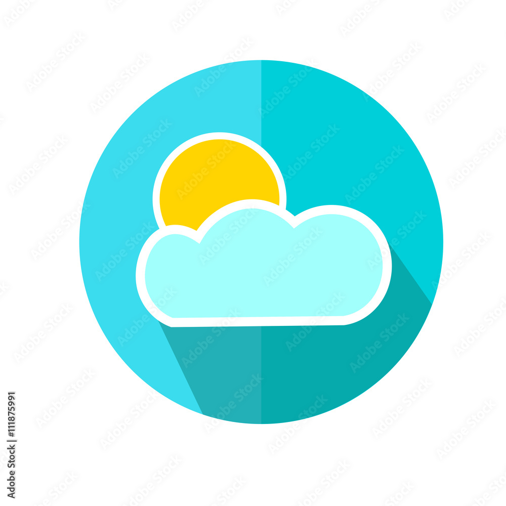 Cloud and Sun Icon. Weather Sunny Forecast. Vector Illustration. Cloud and Sun Icon. Weather Sunny Forecast. Vector Illustration.