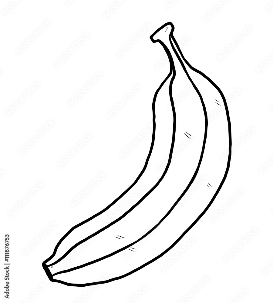 banana / cartoon vector and illustration, black and white, hand drawn