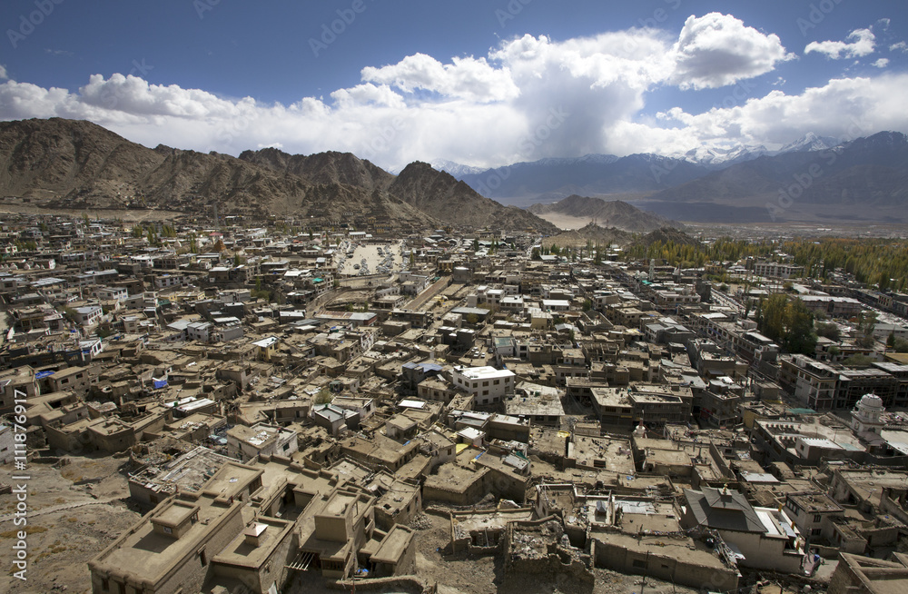 Leh city with elevated view