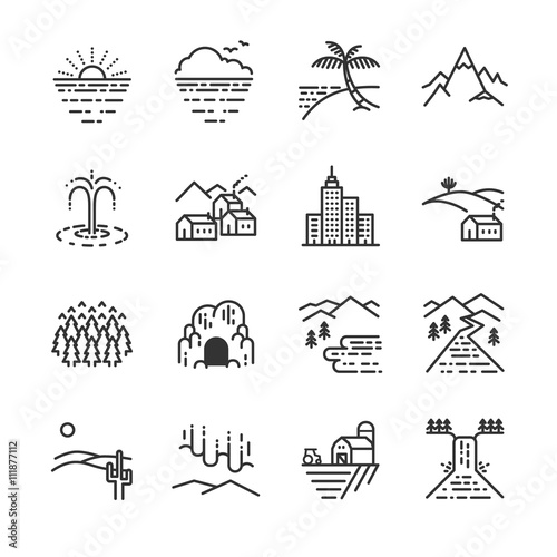 Travel locations line icon