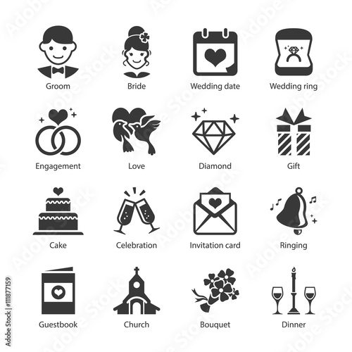Wedding icons set