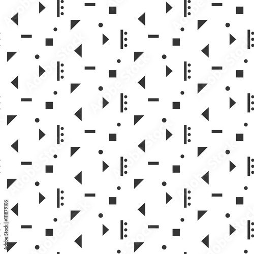 Abstract geometric shapes white seamless pattern. Vintage geometry inspired seamless grey on white.