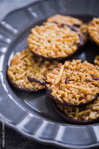 Homemade florentines cakes with chocolate Fototapet