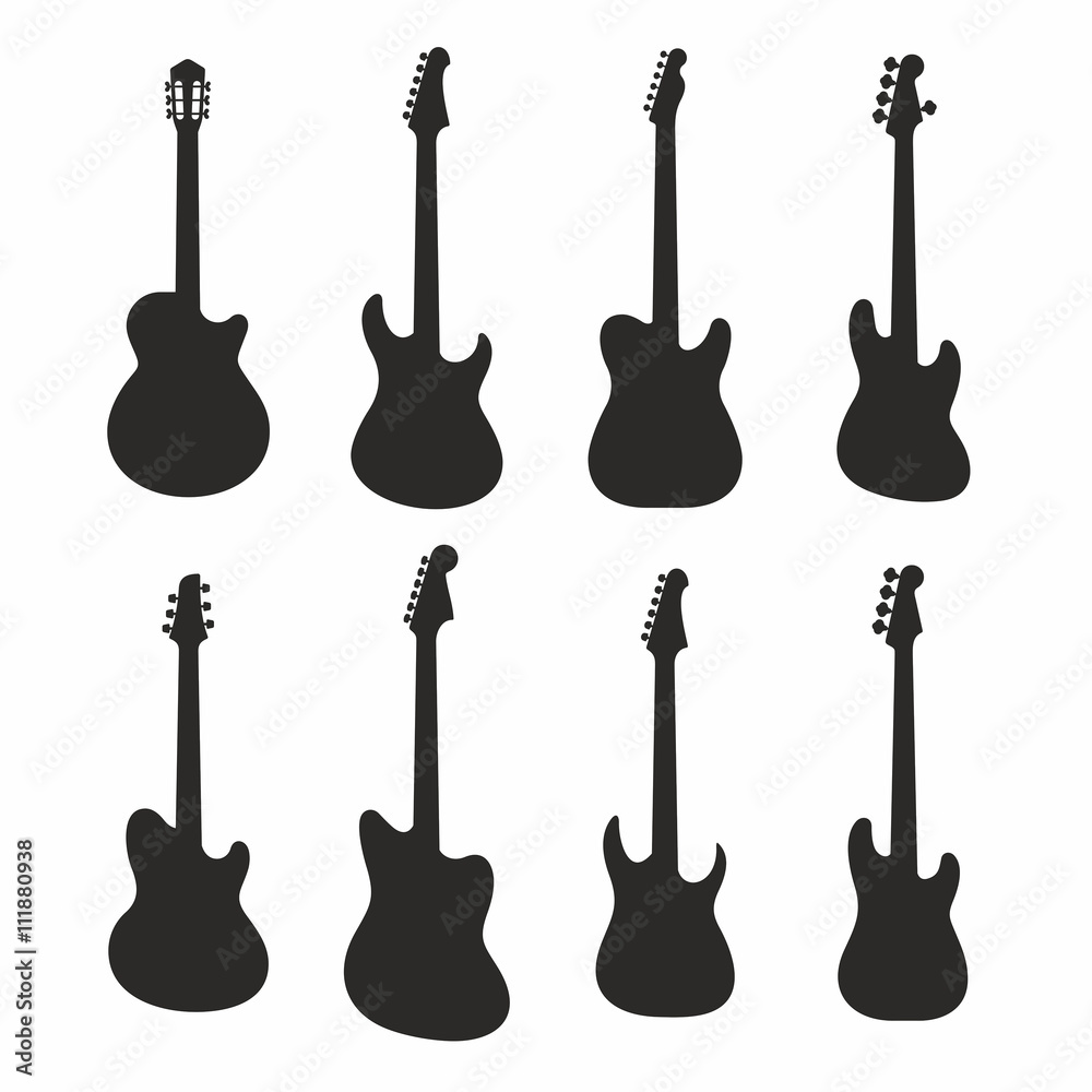 Naklejka premium Guitars silhouettes