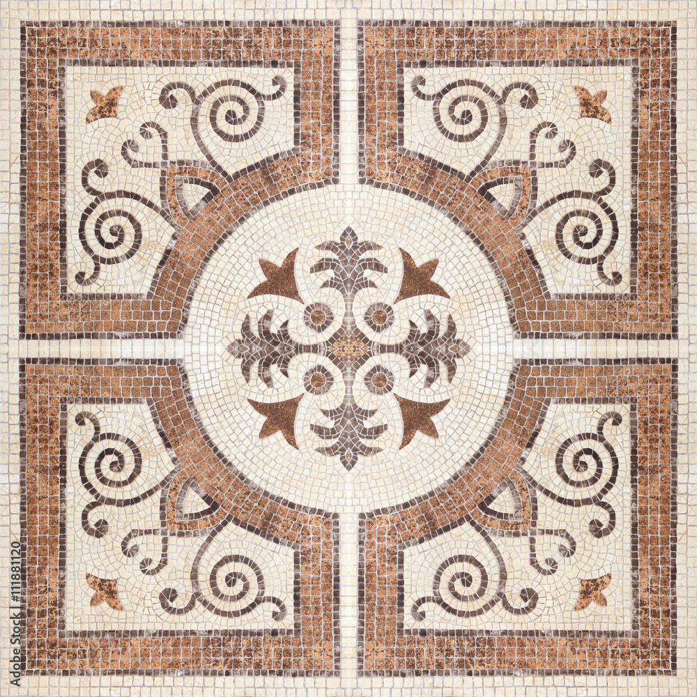 Decorative ceramic tiles patterns texture background In the park